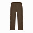 thumbnail image 6 of HKYNLAG Cargo Shorts for Men Stretch Waist Below The Knee Long Shorts Relaxed Fit Hiking Capri Short Mulit Pockets Brown M, 6 of 7