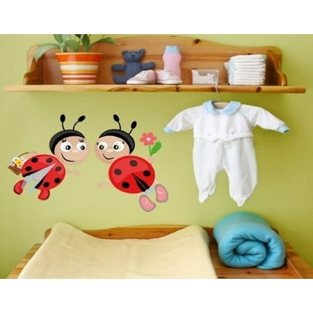 Jelly Bugs Border - Ladybugs II Wall Decal - wall print decal, sticker, mural vinyl art home decor - DS 847 - 12in x 7in
