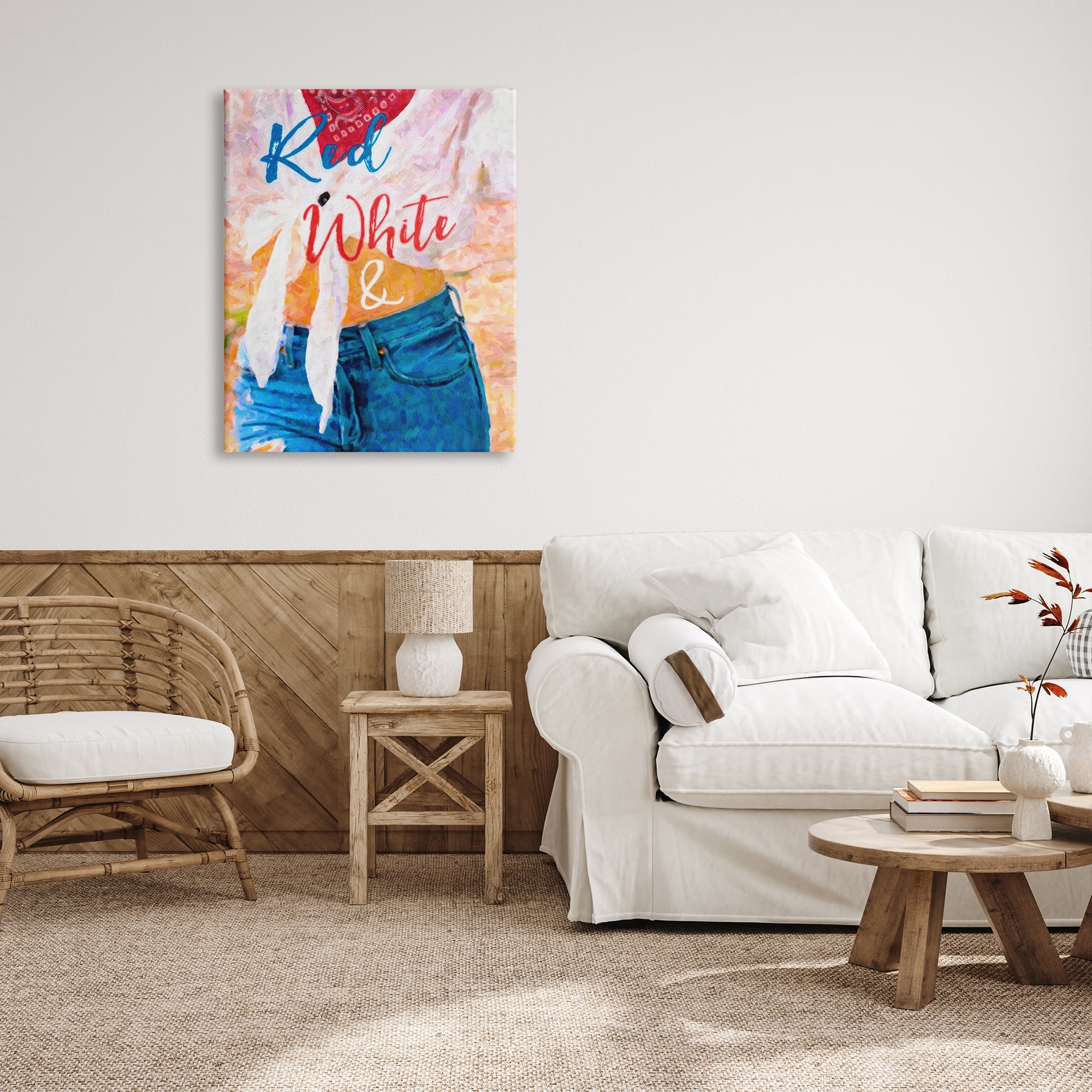 Stupell Industries Red White & Blue Patriotic American Celebration Graphic Art Gallery Wrapped Canvas Print Wall Art, Design by Graffitee Studios