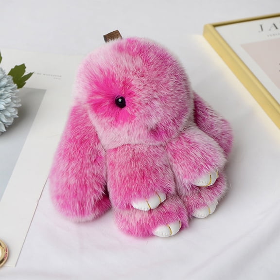 HaCpiu 5.51" Deluxe Soft Fluffy Rabbit Keychain - Premium Plush Bunny Key Ring, Faux Fur Pompom Bag Charm & Aesthetic Backpack Accessory