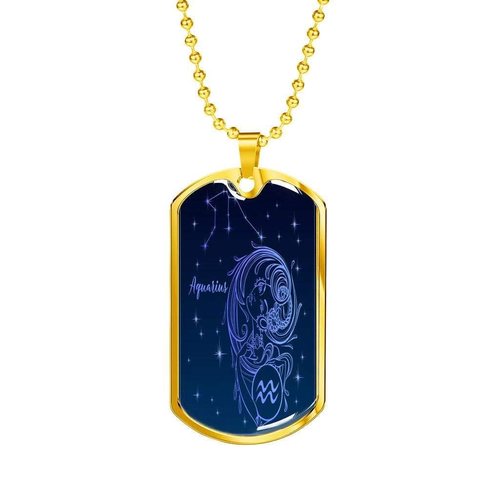 12 Constellations Dog Tag Pendant Necklace for Men Women 22/'/' Chain Stainless Steel Astrology Zodiac Signs Jewelry