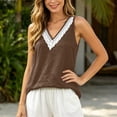 thumbnail image 2 of Linen Tank Tops for women Lace Sleeveless V Neck Tank Top Casual Loose Fit Blouse Size XL, 2 of 5