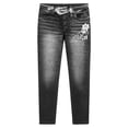 thumbnail image 6 of VBVC Women's Denim-Look Capri Leggings,High Waisted Stretchy Faux Jeans Capris For Women,Ladies Floral Embellished Casual Yoga Pants,Black,S-2XL, 6 of 7