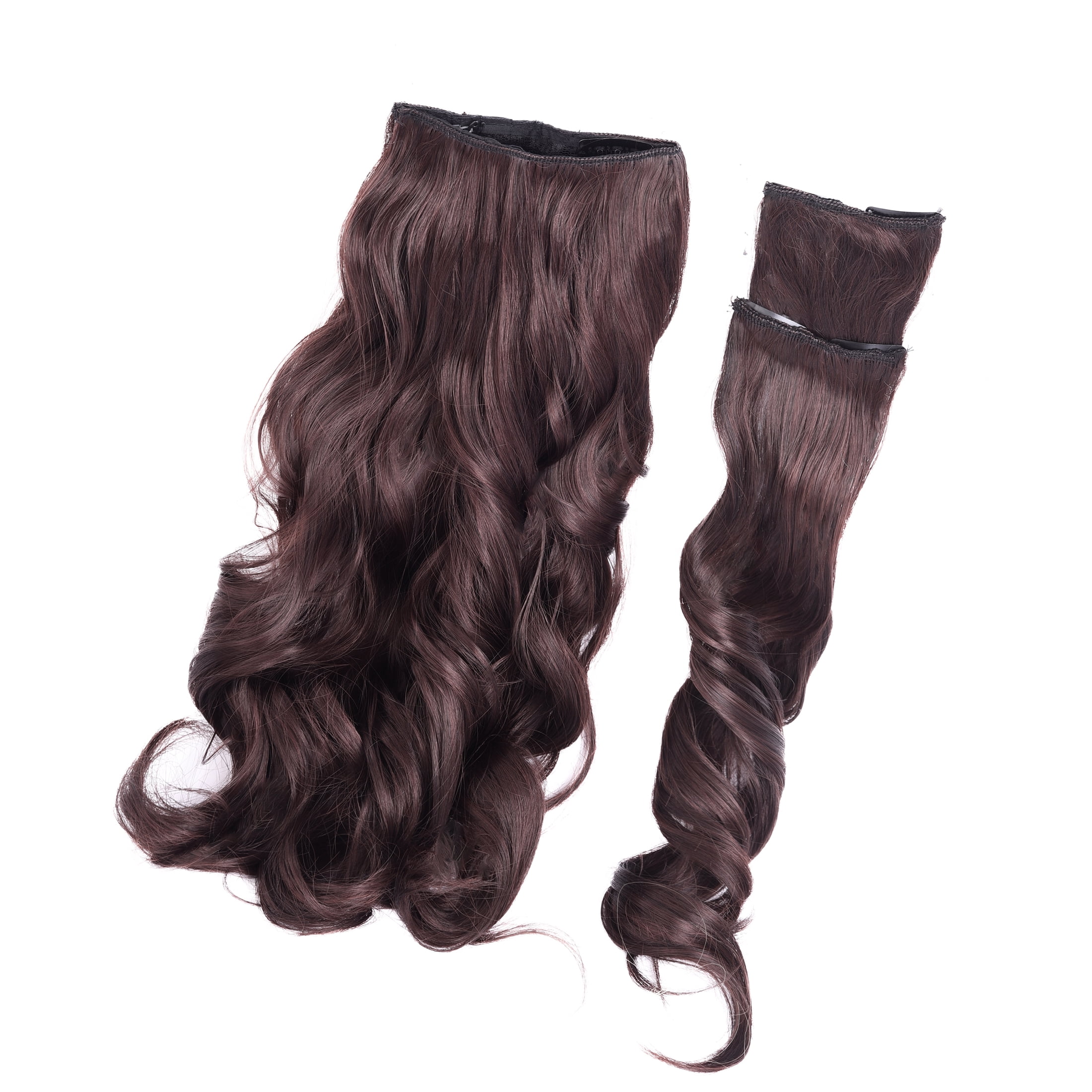 Silike 16" Fish Line Clip In Curly Hair Extensions  3 Piece Set (1 Large + 2 Small Wefts) for Flexible Styling Multi-Color Synthetic Fiber Hairpieces