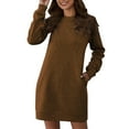 thumbnail image 1 of Prolriy Robe à Manches Longues pour Femmes Col Rond Robe Chandail Taille Haute Robes Femmes Kaki P, 1 of 4