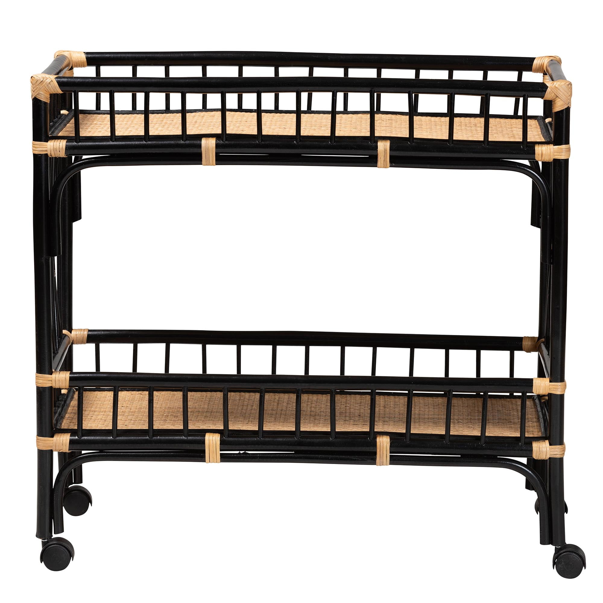 bali & pari Dalinda Rattan BOHO Kitchen Cart, Natural Brown