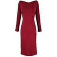 thumbnail image 2 of Womens Slimming Solid Midi Length Bodycon Dress, 2 of 9