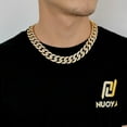 thumbnail image 2 of Cipaher Cuban Link Chain Golden Necklace for Men Hip Hop Jewelry Accessories, 2 of 5