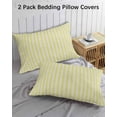 thumbnail image 3 of Yellow Striped Pillow Covers Standard Size 2 Pack, Modern Simple Farmhouse Beige Vintage Soft Bed Throw Pillowcases Breathable Cooling Long Lumbar Body Pillow Sham Cover for Bed Sofa 20''x26'', 3 of 7