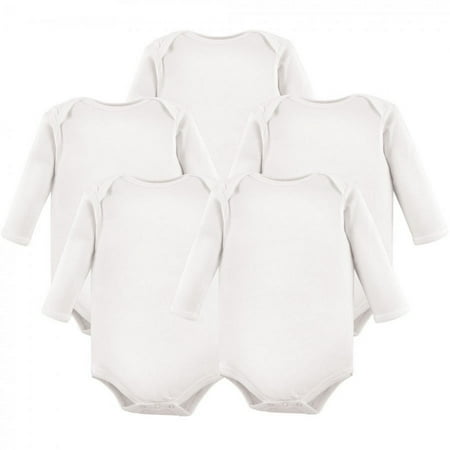 UPC: 0660168554809 | Hudson Baby Cotton Long-Sleeve Bodysuits 5pk  White  3-6 Months