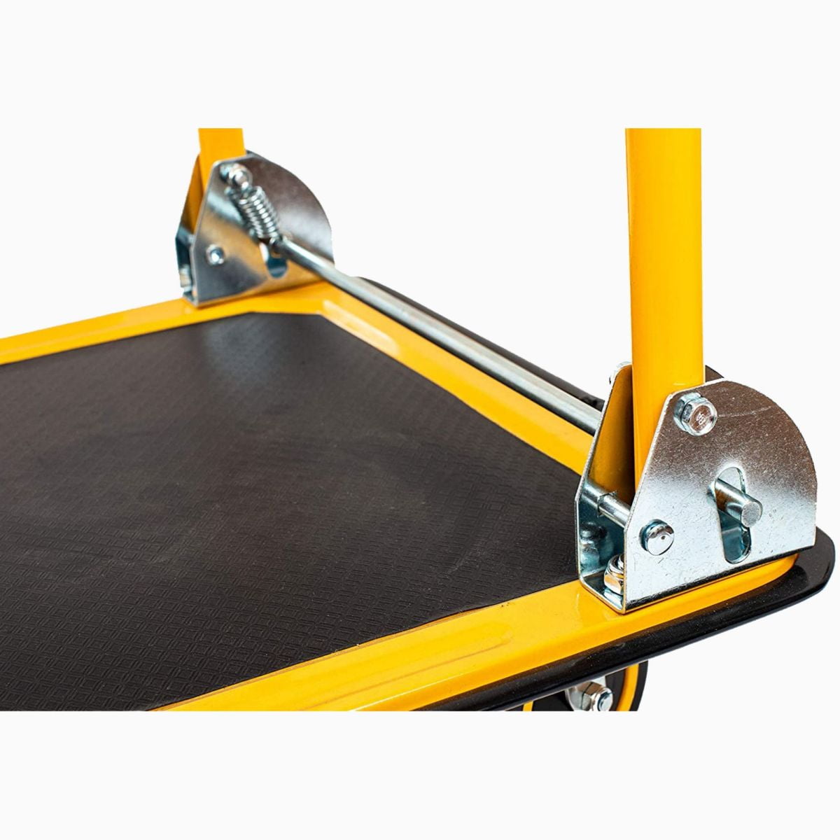 660 Lbs Capacity Folding Platform Truck, Heavy Duty Steel Hand Flatbed Cart Dolly with Rubber Wheels, Yellow Moving Push Cart