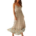 thumbnail image 1 of Vacances d'Été Femmes Bretelles Floral Fleur Longue Boho Robe Casual Dames Plage Maxi Robe Robe de Soleil, 1 of 9