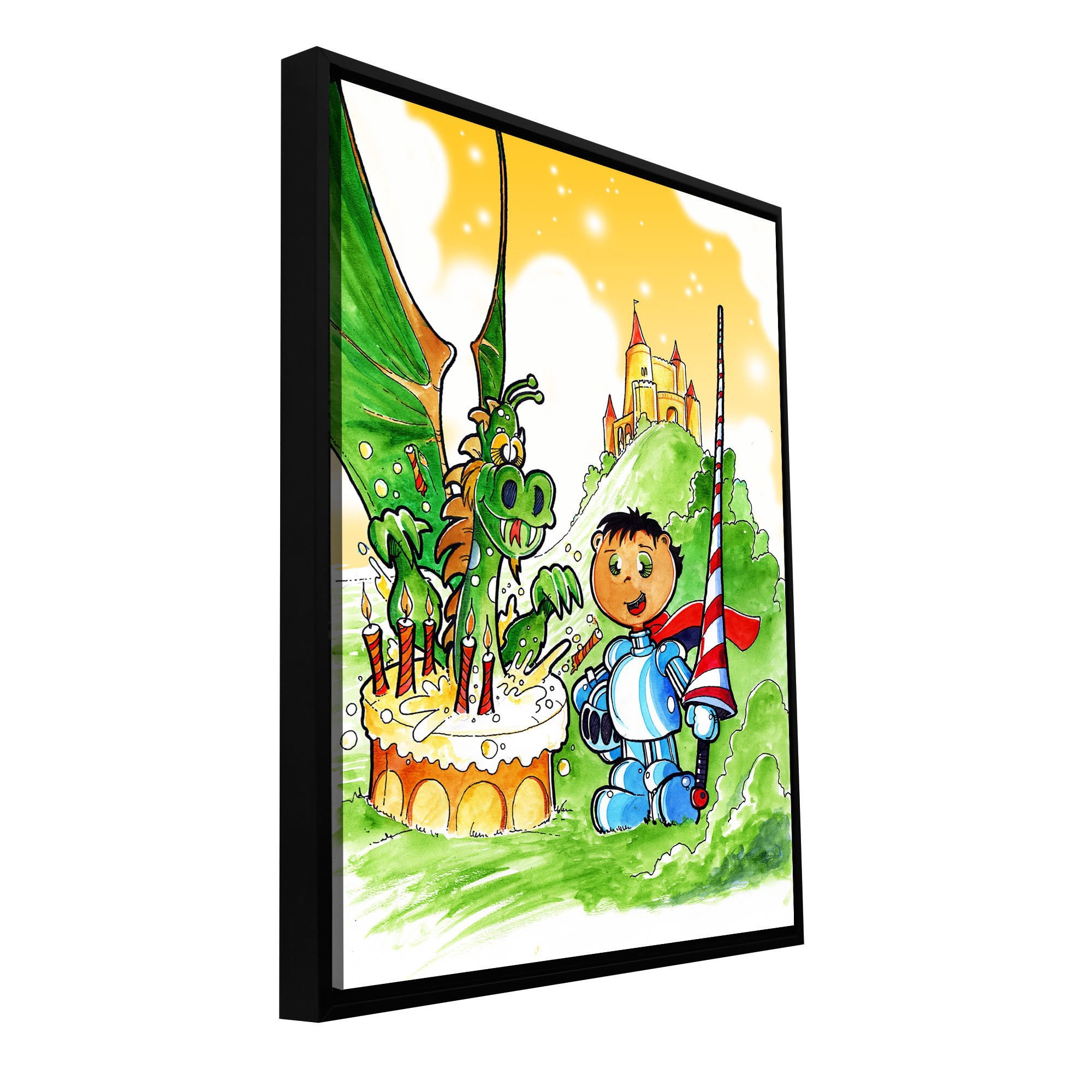 ArtWall Luis Peres "Knight Kid" Floater Framed Gallery-Wrapped Canvas