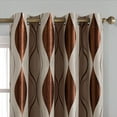 thumbnail image 2 of Wave Room Darkening Curtains Length Brown and Beige Panels Bedroom Jacquard Grommet Window Drapes for Living Room 26"W x 54"L (Pack of 2), 2 of 6