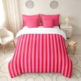 thumbnail image 3 of Manfei Geometric Stripe Full Size Bedding Sets, Contemporary Minimalist Full Size Bed in a Bag, Red Pink, Reversible 7 Pieces, 3 of 6