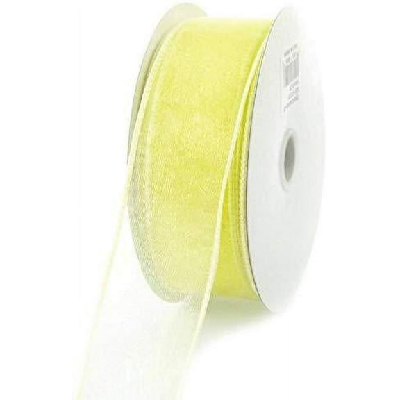 Sheer Chiffon Ribbon Wired Edge, 1-1/2-inch, 25-yard, Yellow