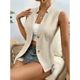 thumbnail image 5 of Women'S 2025 Summer Sleeveless Vest Casual Fully-Lined Slim Work Fashion Petite Elegant Tops Champagne S, 5 of 9