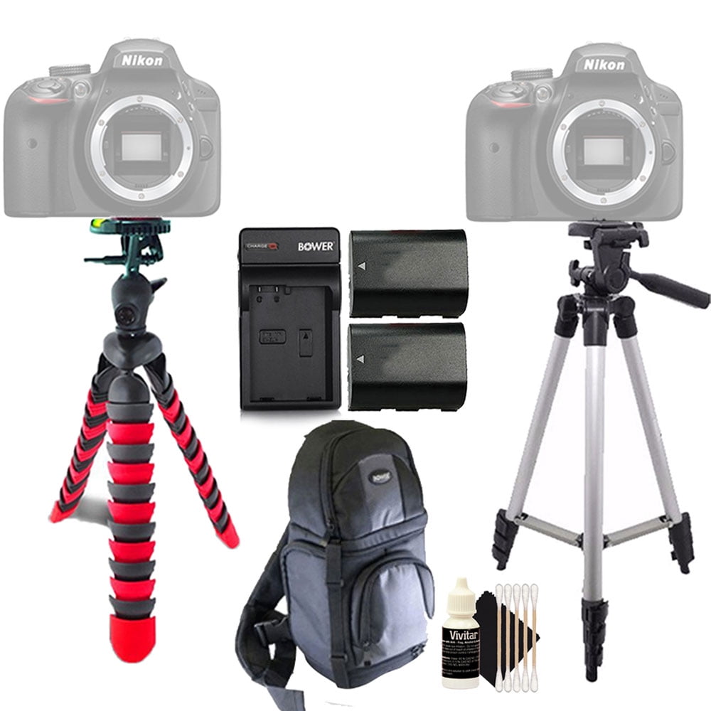 Tall and Flexible Tripod with 2x Replacement LPE10 Battery for Canon