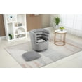 thumbnail image 3 of Velvet Swivel Barrel Accent Chair with Storage for Living Room, 360 Degree Round Club Chair, Leisure Arm Chair for Nursery, Bedroom, Reception Room, Gray, 3 of 7