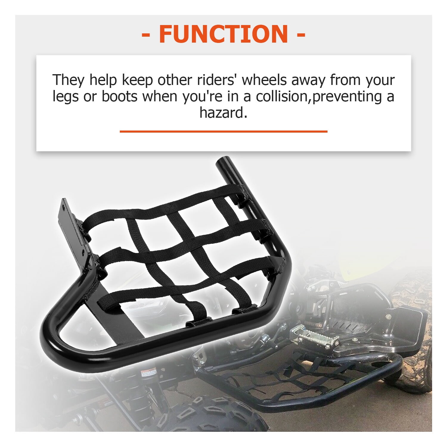 Nerf Bars For Yamaha Raptor 700 YFM 700 YFM700R Black W/ Black Net All Years