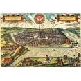 thumbnail image 2 of Hogenberg, Braun 14x11 Black Ornate Wood Framed with Double Matting Museum Art Print Titled - Kiel Germany, 2 of 4