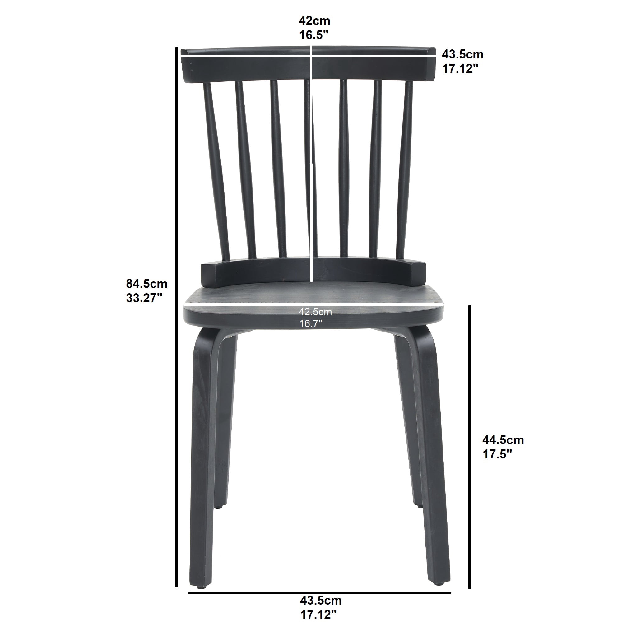 Dining Chairs Set of 2, Windsor Dining Chairs, Spindle Back Chairs&nbsp;Classic Farmhouse Design With High Spindle Back And Widen Seat, Engineered Wood Frame, Anti-Slip Rubber Feet, Black Finish