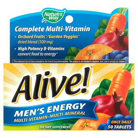 Alive! Mens Energy Multivitamin Supplements Fruit and Veggie Blend 50