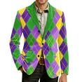 thumbnail image 2 of Mardi Gras Jacket for Men Corduroy Suit Jacket Two Button Vintage Carnival Themed Parada Party Office Blazers, 2 of 5