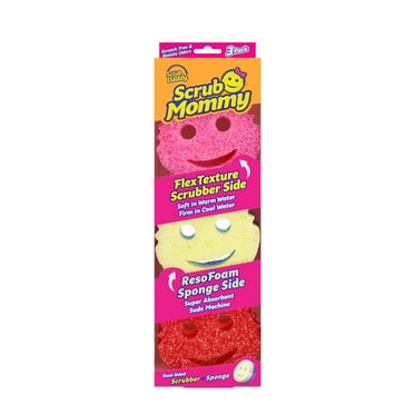 Scrub Daddy Scrub Mommy Dual-Sided Scrubber and Sponge - Scratch Free & Resists Odors - Pink, 3 Count