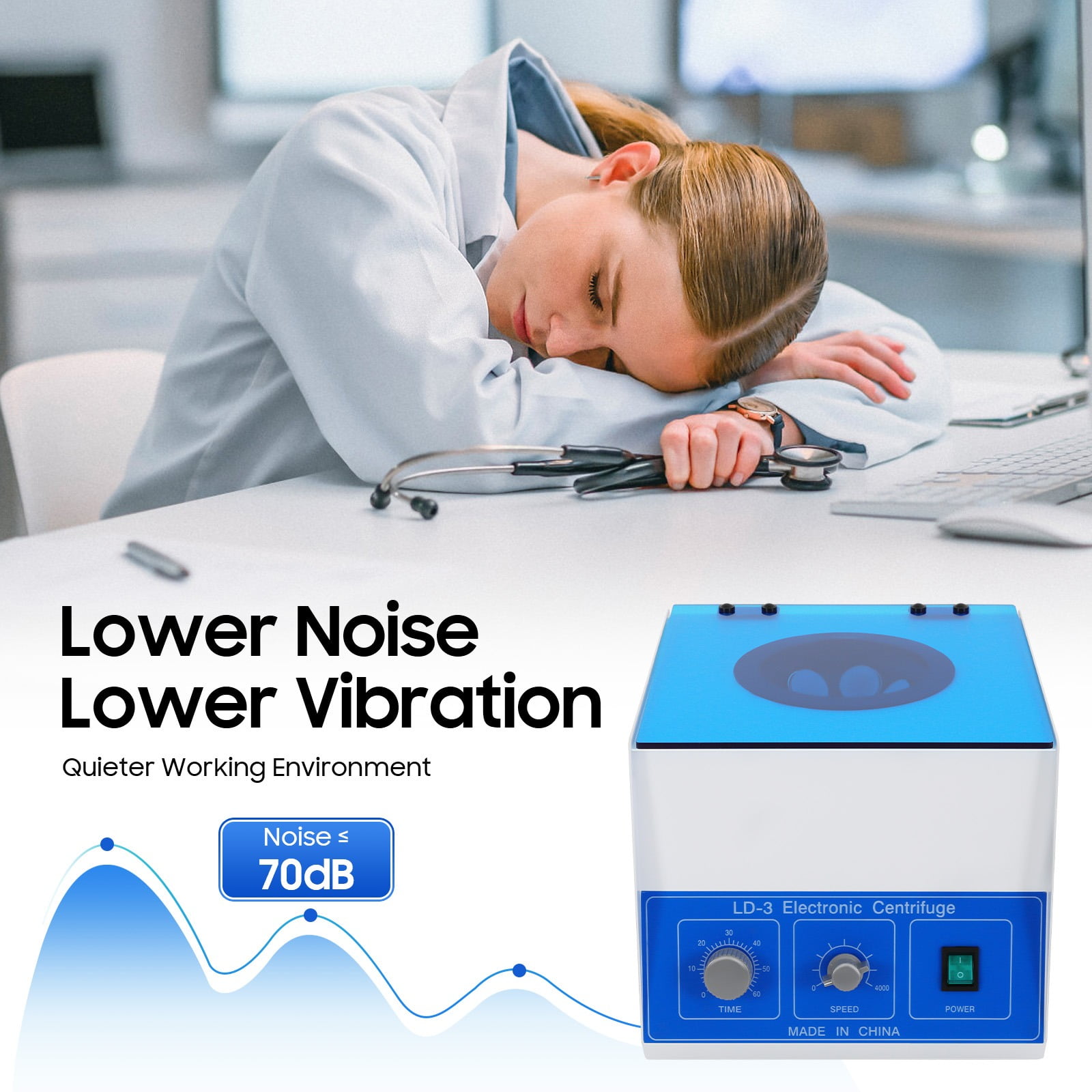 110V 60W LD-3 Desktop Electric Centrifuge, 4000r/min Electric Centrifuge Machine for Medical and Scientific Research