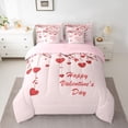 thumbnail image 2 of jejeloiu Happy Valentine's Day 7-Piece Bedding Comforter Set,Red Loves Heart King Bedding Sets For Girls Kids Reversible, 2 of 8