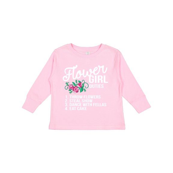 Inktastic Flower Girl Wedding Duties Girls Long Sleeve Toddler T-Shirt