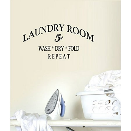 Decal ~ LAUNDRY Wash Dry Fold REPEAT: Wall or Window Decal 12: