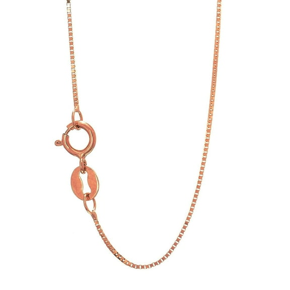 14k 20" Rose Gold 0.45mm Shiny Classic Box Chain with Spring Ring Clasp.