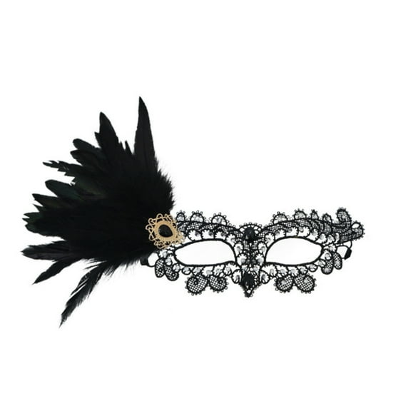Uaswgudfs Women's Carnival Feather Rhinestone Mask Detachable Floral, Vintage Costume Accessory for Halloween Masquerade