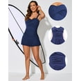 thumbnail image 3 of DOKOTOO Womens Tummy Control Bathing Suit Ladies One Piece Swimsuits Black Swimdress Sexy Beachwear Ruched Swimsuit Size 18, 3 of 8