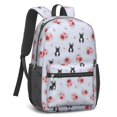 thumbnail image 2 of French Bulldog and Rose Purple Pattern 17" Waterproof Oxford School Backpacks for Teens, S-Shape Padded Straps, for School, Travel, Hiking, Camping, 2 of 4