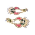 thumbnail image 3 of Crunchy Fashion Bollywood Jewellery Traditional Ethnic Bridal Bride Wedding Bridesmaid Gold plated Kundan Meenakari Dangler Earrings For Women's & Girl's, 3 of 4
