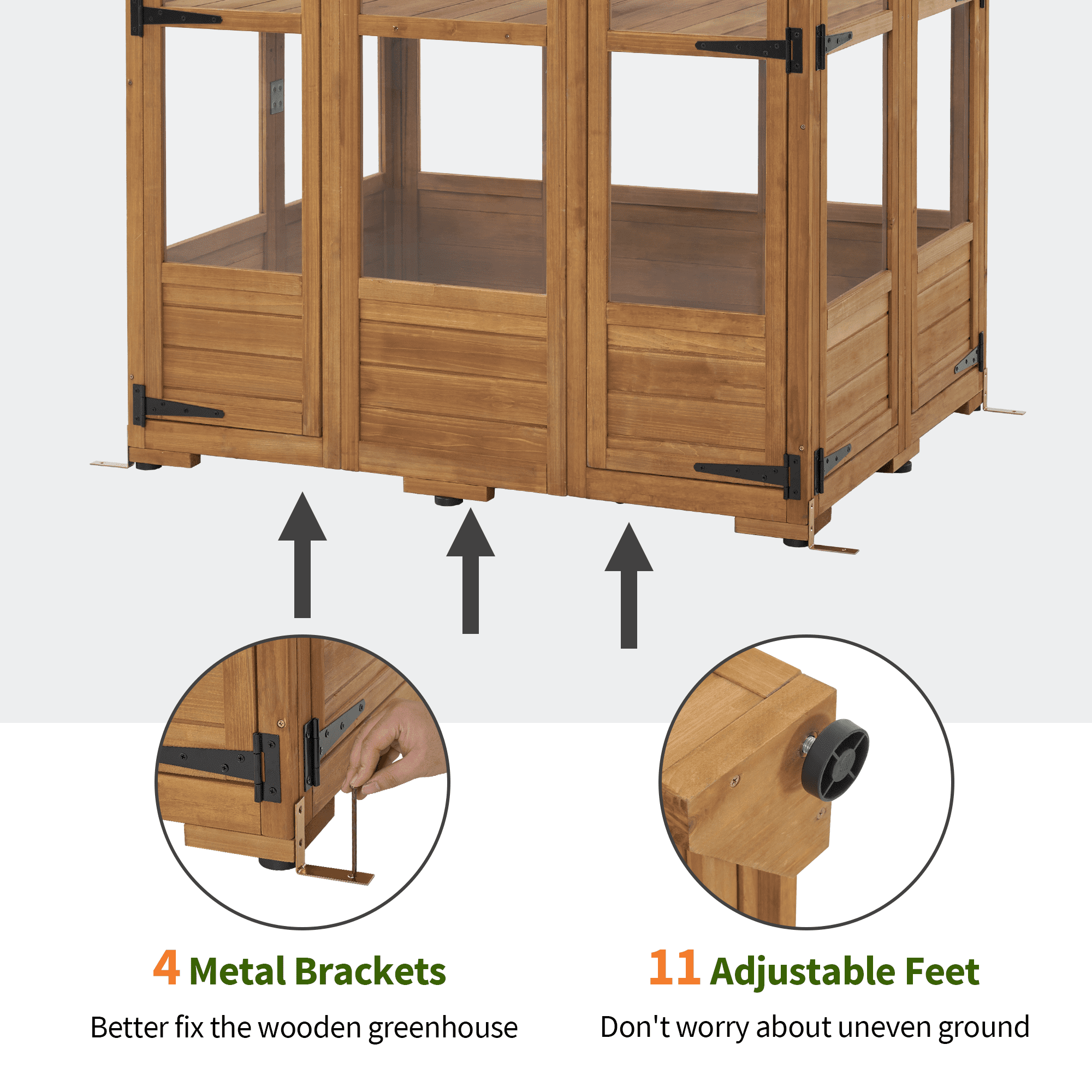 MCombo 48" x 38.8" x 83.9" Wooden Greenhouse with Adjustable Roof Vent and 8 Lockable Door for Backyard Outdoor Use,