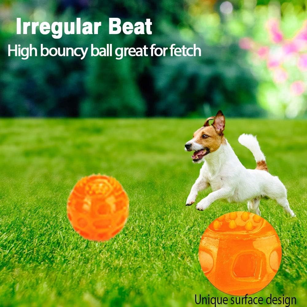 Dog Squeaky Ball, Pet Squeak Chew Bouncy Rubber Toy Balls for Small Large Dogs Indestructible Exercise Training Playing