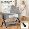 thumbnail image 2 of Baby Bassinet for Infant, Adjustable Bedside Sleeper Bassinet with Storage Basket, Bed Side Crib for 0-6 Months, Gray, 2 of 7