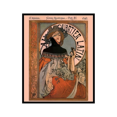 Poster Master Vintage Alphonse Mucha Poster - Retro Art Nouveau Print - 8x10 UNFRAMED Wall Art - Gift for Artist, Friend - Au Quartier Latin, Scholarly, Beautiful Woman - Wall Decor for Home, Office