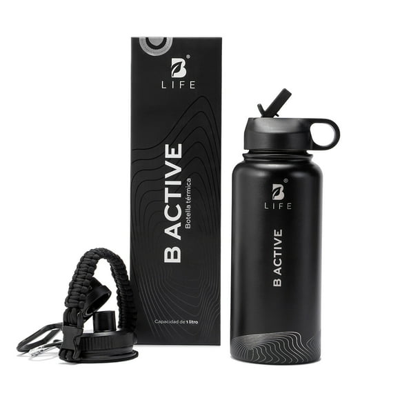 Botella Térmica Color Negro 1L (32 Oz) B Active | Libre de BPA |B Life