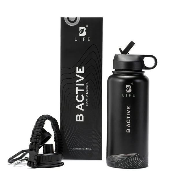 Botella Térmica Color Negro 1L (32 Oz) B Active | Libre de BPA |B Life