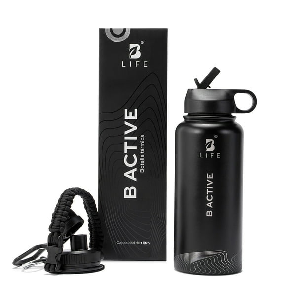 Botella Térmica Color Negro 1L (32 Oz) B Active | Libre de BPA |B Life