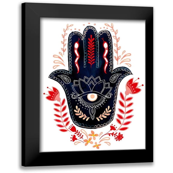 Parker, Jennifer Paxton 12x14 Black Modern Framed Museum Art Print Titled - Folk Hand Hamsa I