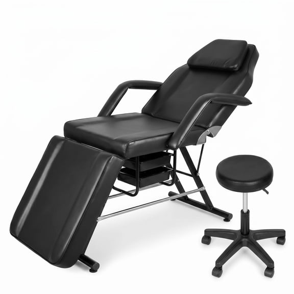 Heavy Duty Esthetician Chair, Salon Chair Facial Bed for Tattoo & Beauty Use, Adjustable Multipurpose Spa Bed with Hydraulic Rotating Stool
