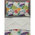 thumbnail image 3 of Exotic Comforter & Sham Bedding Set, Pastel Tropical Jungle Foliage Monstera Banana Palm Leaves Flowers Island Hippie, 3 pcs Duvet Set Microfiber Filling Quilt, 5 Sizes, Multicolor, by Ambesonne, 3 of 4