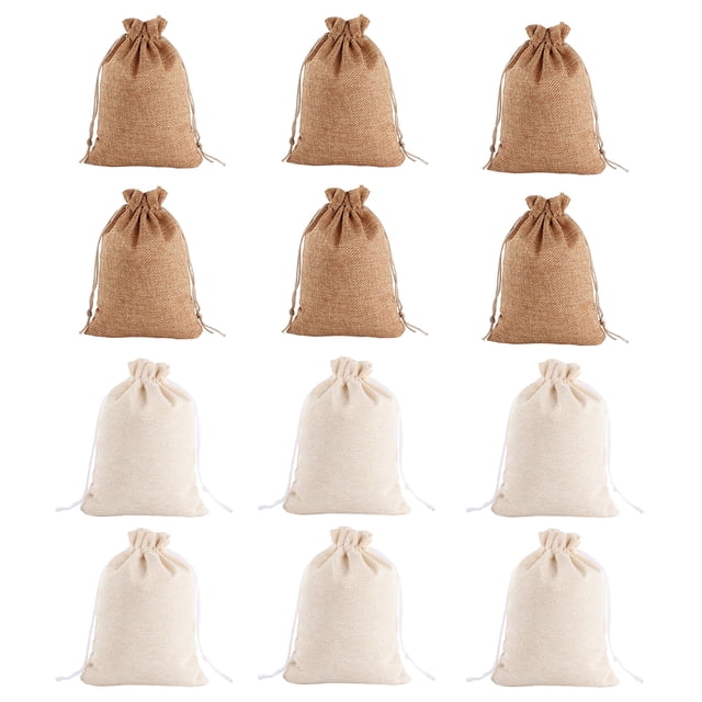 Dinheiro Paquete de 12 Bolsas para Regalos de Fiesta - Mini Bolsas de Lona con Cordón para Regalos, Cumpleaños de Niños, Fiestas, 13 * 18 cm