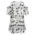 thumbnail image 3 of Notes de Musique Nouvelle Mode Haut à Épaules Dénudées Manches Courtes Chemise pour Femmes Notes de Musique Noir Blanc Rouleau Étui Couverture, 3 of 5